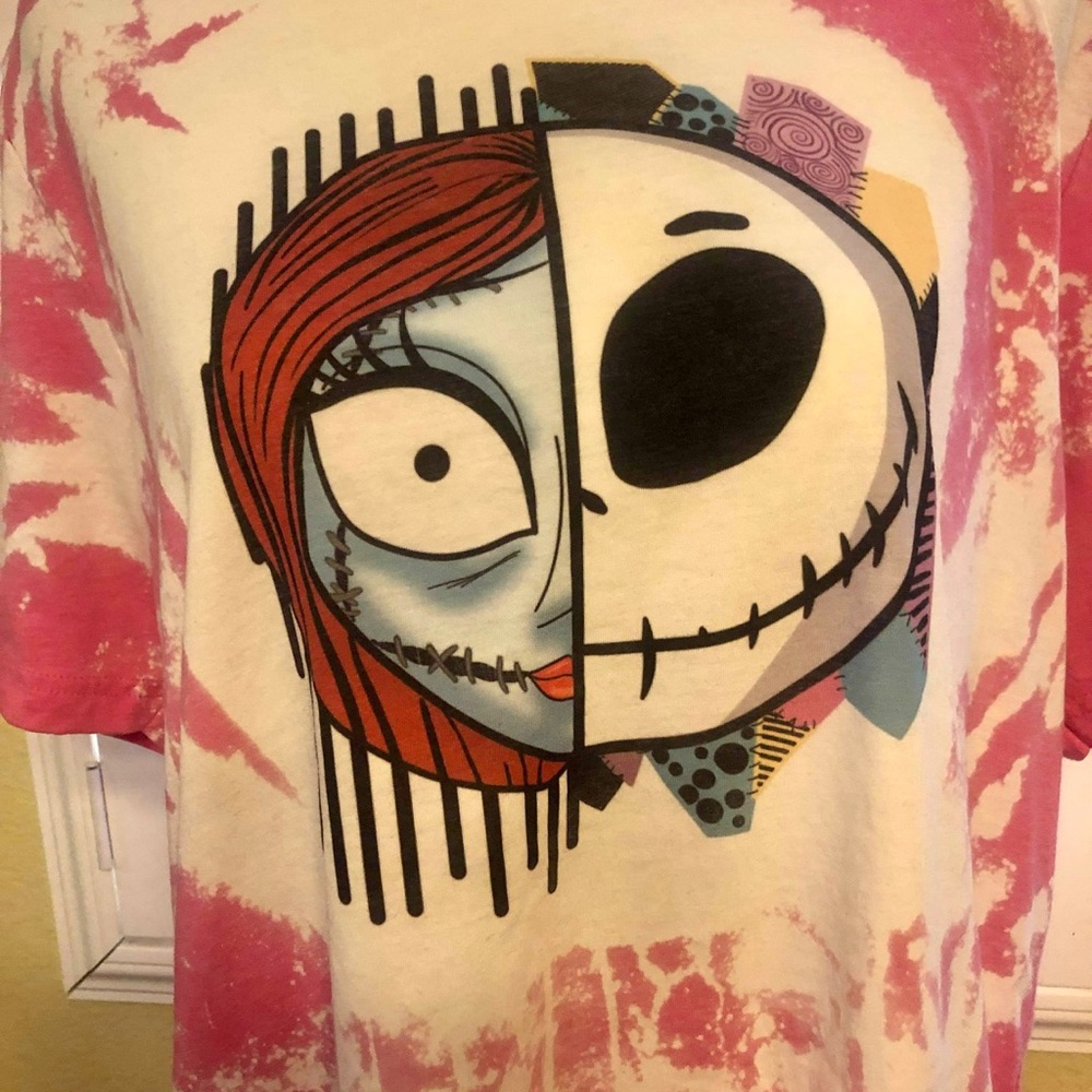 Nightmare Before Christmas Bleach Dye Graphic Tee - Picture 4 of 5